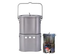 Wood Stove for Camping and Outdoors, Titanium Portable Cooking Set Including and Carry Handle - Cooking Stove for Cooking and Grilling - For Hiking, Picnics, Backpacking, In The Backyard, On The Patio