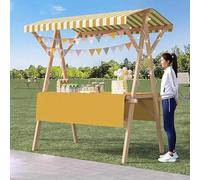 Wood Street Food Cart, Collapsible Vendor Stall for Farmers Market, Lightweight Snack Cart for Dessert and Ice Cream Events