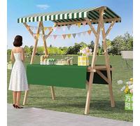 Wood Street Food Cart, Collapsible Vendor Stall for Farmers Market, Lightweight Snack Cart for Dessert and Ice Cream Events