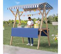 Wood Street Food Cart, Collapsible Vendor Stall for Farmers Market, Lightweight Snack Cart for Dessert and Ice Cream Events