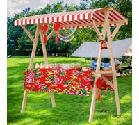 Wood Street Food Cart on Wheels,Foldable Vendor's Stall for Street/Farmers Market/Craft Shows,Lightweight Market Stall Display Stand for Outdoor Vendor,Flower Cart(N,59x23.6in wheel model)