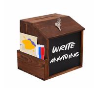 Wood Suggestion Box, Tip Money Drop Donation Boxes with Slot and Lock for Fundraising Prayer Ballot Comment, Wall Mounted Ballot Boxes with Chalkboard for Church, Wedding (Without Cardboard Backing)