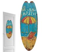 Wood Surfboard Decor Retro Pattern Sea Summer Theme Text Art | Surfboard Art Wall Decor for Pool Area, Surf Room, Bar Decoration, Home Decoration, Bathroom, Beach House, Living Room