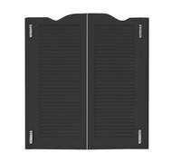 Wood Swinging Door, Double Half Partition Doors, 28/30/32/36" W Interior Swing Doors Western, Stripe Wave Top Coffee Door for Kitchen Bathroom Bar Home Decor(Black,W110xH90cm)