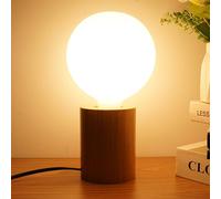 Wood Table Lamps, Industrial Bedside Table Lamp, 3000K Warm White, Desk Lamp with Cable,On-Off Switch, 7W E27 LED Bulb, Non-Dimmable, Wooden Lamp Base Small Table Lamp for Living Room Bedroom
