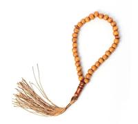 Wood Tasbih Prayer Beads Handheld Bracelet with Tassel(Brown-33 Beads)