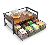 Wood Tea Bag Organizer, Tea Organizers and Storage Chest,Teabag Holder with Storage Drawer,Coffee Pod Organizer for Counter,Teas Station Chest Display Container Box