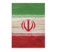 Wood Texture Iran Flag Modern Wall Art Artwork Pictures