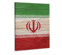 Wood Texture Iran Flag Modern Wall Art Artwork Pictures