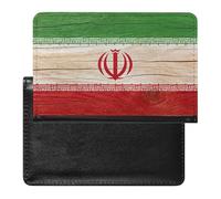Wood Texture Iran Flag Passport Holder Cover Wallet with ID Card Slot Slim Travel RFID Blocking Case Protector Essentials for Women Men