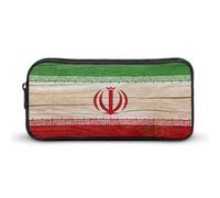 Wood Texture Iran Flag Pencil Case Pen Holders Stationery Bag College Office Large Capacity Pouch for Men Women