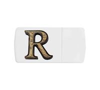 'Wood Textured R' Pill Box with Tablet Splitter (PI00033877)
