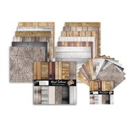 Wood Textures Patterns Scrapbook Paper, 48 Sheets/12 Designs Wooden Floor Craft Paper, Watercolor Card Making Crafting Cardstock, Brown Decorative Journal Scrapbooking Supplies