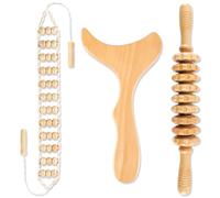 Wood Therapy Massage Tools 3 in 1, Wooden Massage Roller, Lymphatic Drainage Massager, Cellulite Massager Tool, Maderoterapia Kit, Wooden Body Sculpting Tool for Remover Cellulite, Relax Muscles