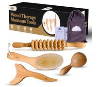 Wood Therapy Massage Tools 4 Pcs, Lymphatic Drainage Massager, Maderoterapia Kit, Anti Cellulite Complete Body Sculpting Tools for Total Relaxation & Relief (4 Pack)