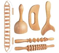 Wood Therapy Massage Tools 6-in-1 Massager Wooden Massager for Body Shaping Massage Tool Set Wood Therapy Tools for Relieving Muscle Pain Body
