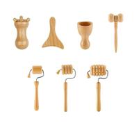 Wood Therapy Massage Tools, 7Pcs Wooden Massage Roller Massager Maderotherapy Wooden Hand Roller Massager Wood Massager Massage Roller Face Sculpting Tool Facial Roller for Body and Face