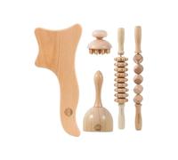 HTT GLOBAL Wood Therapy Massage Tools for Body Contouring & Shaping (5Pcs) - Maderotherapy Kit with Lymphatic Drainage Massager - Wooden Body Sculpting Tools - Pain Relief Wooden Massage Roller