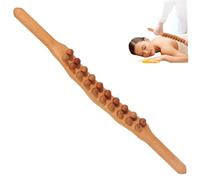 Wood Therapy Massage Tools Guasha Wood Stick Massage Tool Double Row 20 Beads Stick Instruments Point Treatment Therapeutic Guasha Tool, Light Tan