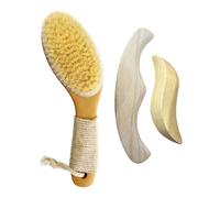 Wood Therapy Massage Tools Set, 3 Pcs, with M-Shaped Tool, S-Shaped Scraping Board, Dry Brushing Body Brush, Promote Lymphatic Drainage, Full Body Massage