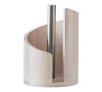 Wood Tissue Box Holder for Kitchen Rolls, with Multipurpose Top, Natural Finish for Modern, Rustic or Nordic Home Decor, 10cm Diameter Beige