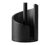 Wood Tissue Box Holder for Kitchen Rolls, with Multipurpose Top, Natural Finish for Modern, Rustic or Nordic Home Decor, 10cm Diameter Black