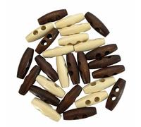 Wood Toggle Buttons Olive Shape Wooden Coat Buttons 20pcs 3cm for sewing, knitting, duffle coat,2colour, Pack of 20