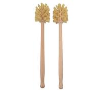 Wood Toilet Brush 2PCS 14x3in Toilet Cleaning Brush Non Slip Long Handle Reusable Beechwood Toilet Brush for Bathroom Home Kitchen Tools