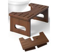 Wood Toilet Stool Squat Adult, Foldable Squatting Potty for Bathroom, Dual Anti-Slip Potty Step Stool for Pooping, Improve Squatting Posture and Comfort (Brown, 40D x 22W x 18H CM)