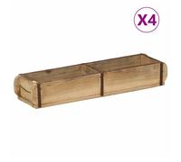 Wood Tray 4pcs Solid Reclaimed Wood Brown Matte Rustic 57x15x9 cm Indoor Outdoor