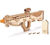 Wood Trick Assault Gun USG-2 Wooden Model Kit for Adults and Teens to Build - Rifle Guns for Kids - 3D Wooden Puzzle Mechanical Model - 18 Harmless Bullets Included