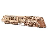Wood Trick Atlantic Express Train 3D Wooden Puzzles for Adults and Kids to Build - 26.7x4 in - Rides up to 9 ft - Mechanical Locomotive Model Kit for Adults and Kids
