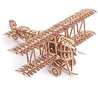 Wood Trick Bi-Plane Toy Kit, Wooden Toy 3D Plane - Mechanical Model Plane Mini - 3D Wooden Puzzle, Assembly Toys, ECO Wooden Toys, Best DIY Toy - STEM Toys for Boys and Girls