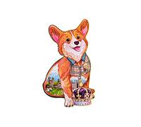 Wood Trick Great Corgi Wooden Jigsaw Puzzle for Adults and Kids - Decorated w/Shimmering Crystals - 18 x 10 in - Animal Unique Shaped Figured Jigsaw Puzzle Pieces - Premium Quality