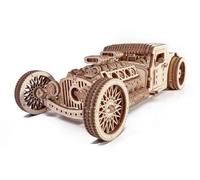Wood Trick Hot Rod Wooden Model Car Kit to Build - Rides up to 32 feet - Very Detailed and Sturdy - No Batteries - 3D Wooden Puzzle - Mechanical