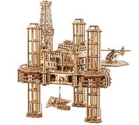 Wood Trick Offshore Rig Platform 3D Puzzle - Interactive Movable Model Age 14+ for Adults and Kids - DIY Engineering Project - Mechanical Wooden Model Kit