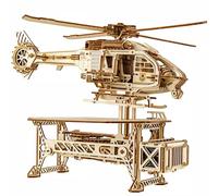 Wood Trick Thunder Chopper Electric Helicopter 3D Wooden Puzzles for Adults to Build - Spinning Rotors & Blades - Detailed Design - Mechanical Wooden Model Kits for Adults to Build