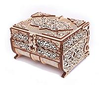Wood Trick Treasure Box 3D Wooden Puzzle - Cute & Neat Design - with Shimmering Crystals - Store Your Jewelry - DIY Gift Box - Wooden Model Kit to Build