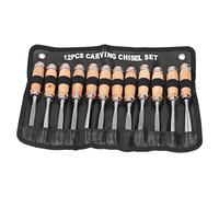 Wood Turning Chisels, Wood Groove Parting Tools Set, 12Pcs High Speed Steel Carving Accessories with 8in Wood Handle, Grinder Engraving Chisel for Modeling, Carving, Cutting