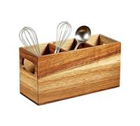 Wood Utensil Holder - Rustic Extra Large Cooking Gadgets with 3 Compartments - Countertop Utensil Holder | for Oil Bottle Ladle Spoon Fork Shear Home Kitchen Restaurant Camping Barbecue
