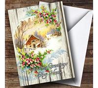 Wood Village Scene Vintage Traditional Personalised Christmas Card | Christmas Card | Traditional Christmas Card