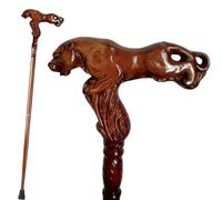 Wood Walking Cane for Men And Women, Rustic Walking Sticks for Men Walking Stylish Animal Shapes Carved Wood Cane Old Elderly People Comfortable Accessory(F)