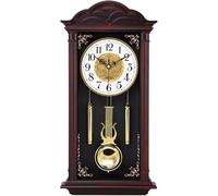 Wood Wall Clock with Chime Pendulum - Classic Silent Chiming Clock with Swinging Pendulum - Traditional Design for Home Decor