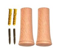 Wood Wall Hooks - Set of 4 | Natural Solid Beech Wood Pegs, Heavy Duty Wall Mounted Hangers with Screws & Anchors, Modern Style; Perfect for Coats, Hats, Towels, Bags, and Entryway