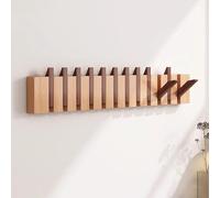 Wood Wall Key and Bag Organizer with Flip Down Hooks, Piano Style Rack for Office, Garage, Kitchen, Door and Hallway, 4/6/8/12 Hooks(Size:12 Hooks)