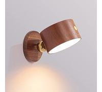 Wood Wall Mount Reading Lamp USB Rechargeable Night Light, Adjustable Bed Wall Sconce with Touch Sensor, Nordic Wooden Wall Lights Indoor Safe Lamps for Bedroom Bedside