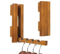 Wood Wall Mounted Clothes Drying Rack, 6 Inch Small Spaces Foldable Clothes Wall Hanging Racks, Wooden Folding Clothes Hanger Racks for Apartments Closet Balconies Laundry Room, Bedroom, Living Room