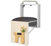 Wood Wall Mounted Shoe Changing Stool with Cushion, Ultra-Thin Hidden Chair for Entryway, Drill Install, 150KG Capacity, Space-Saving Design