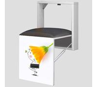 Wood Wall Mounted Shoe Changing Stool with Cushion, Ultra-Thin Hidden Chair for Entryway, Drill Install, 150KG Capacity, Space-Saving Design