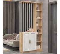 Wood Wall Room Divider, Entrance Hall Partition,Privacy Screens,With open storage space and Display Racks for Space Decoration(Walnut+Black,W90cm/35.4in)